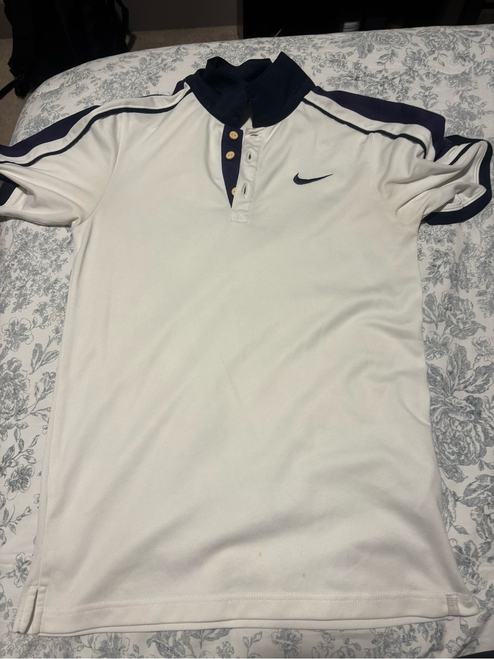 Nike Men’s White Polo with Purple Trim